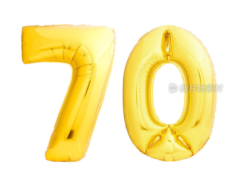 金色数字70 70充气气球